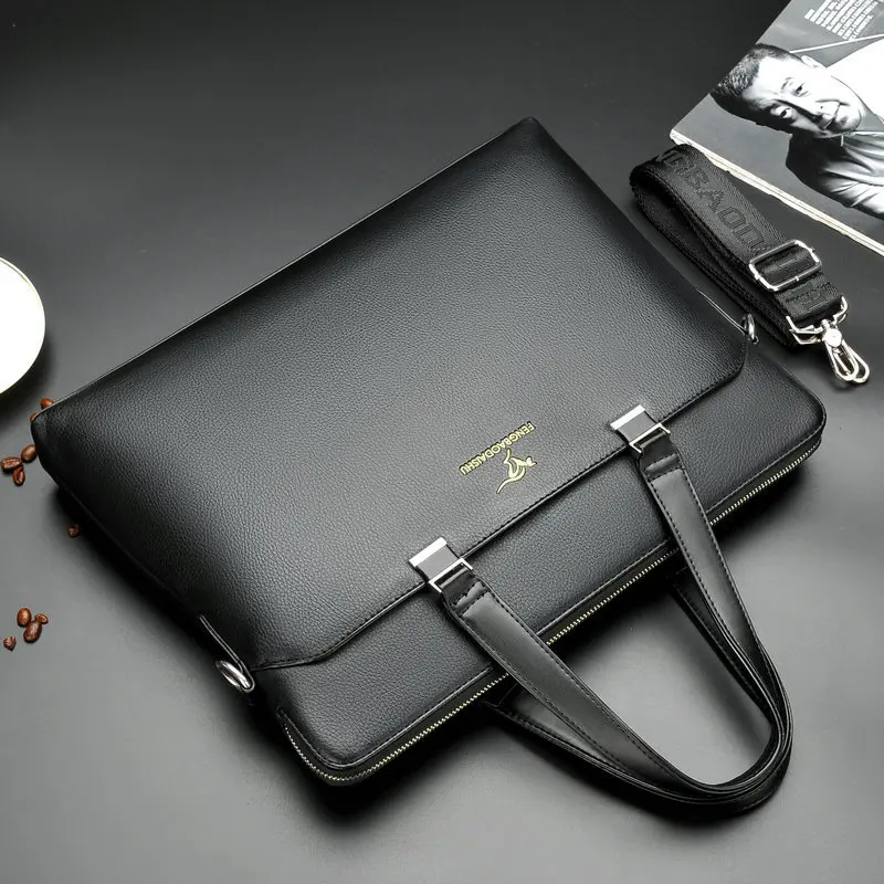 Brand Men's Bag Men's Handbag Horizontal Business Briefcase Men's Casual Computer Bag Laptop Shoulder Bag Messenger Work Bag