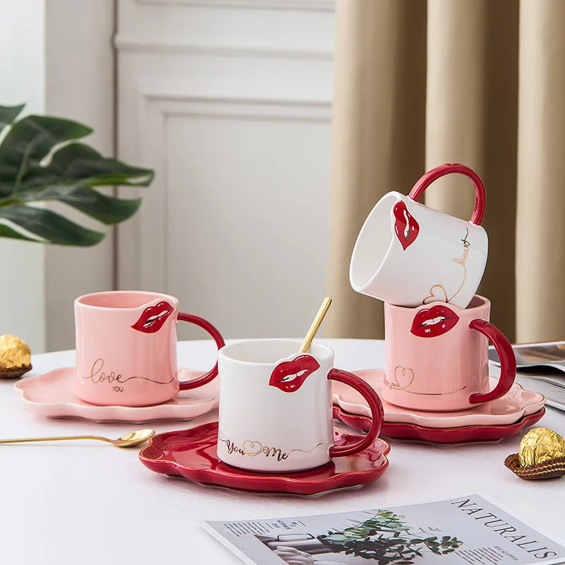

Nordic Irregular Phnom Penh Ceramic Coffee Cup Creative Lovers' Day Coffee Cup and Saucer Simple Mug Tiki Mug Kawaii Mug