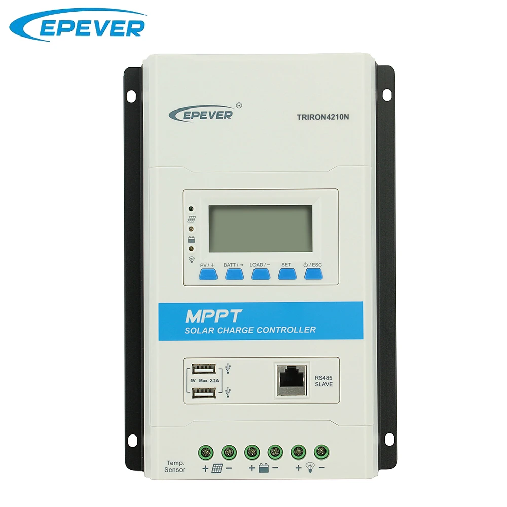 

EPever Multi-function Modular 40A 12V/24V MPPT Solar Charge discharge controller With Max PV Input 100V 150V TRIRON4210N 4215N