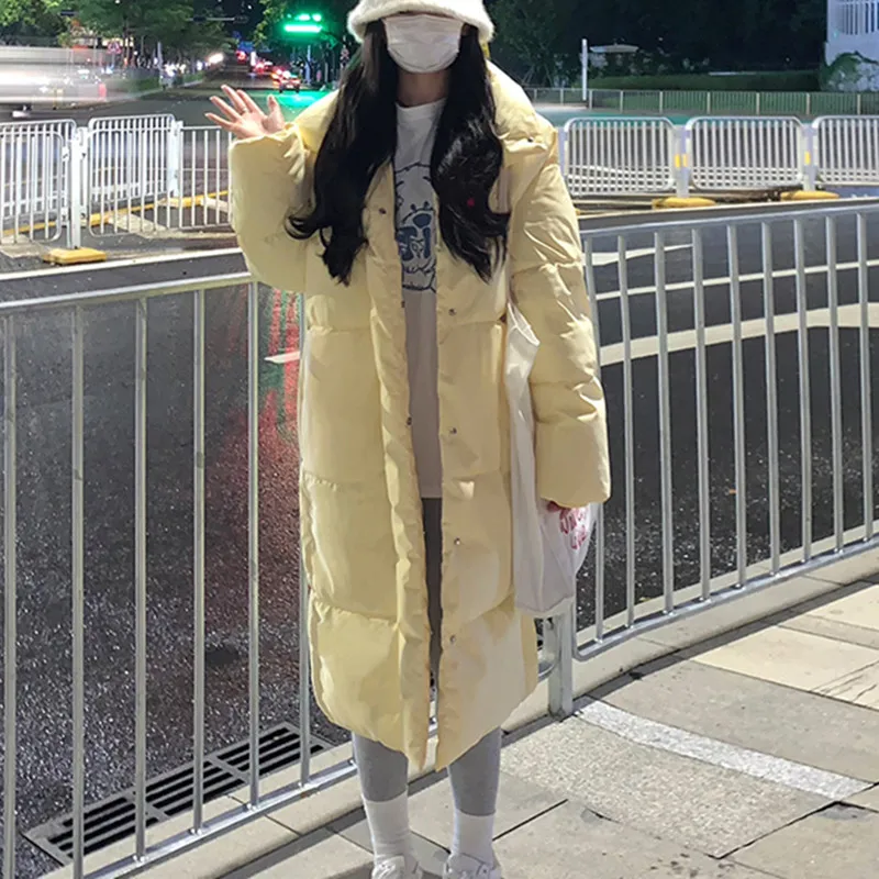 

Новинка, Длинная зимняя куртка-пуховик, женское толстое пальто с капюшоном, Женская парка, теплая женская брендовая хлопковая свободная одежда