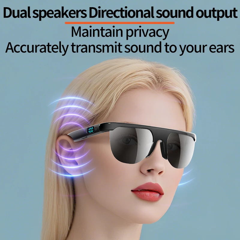Фото Умные Bluetooth-очки-наушники Lenovo с функцией перевода, открытой конструкцией, HD-стереозвуком, индикатором заряда батареи для звонков и прослушивания музыки №4