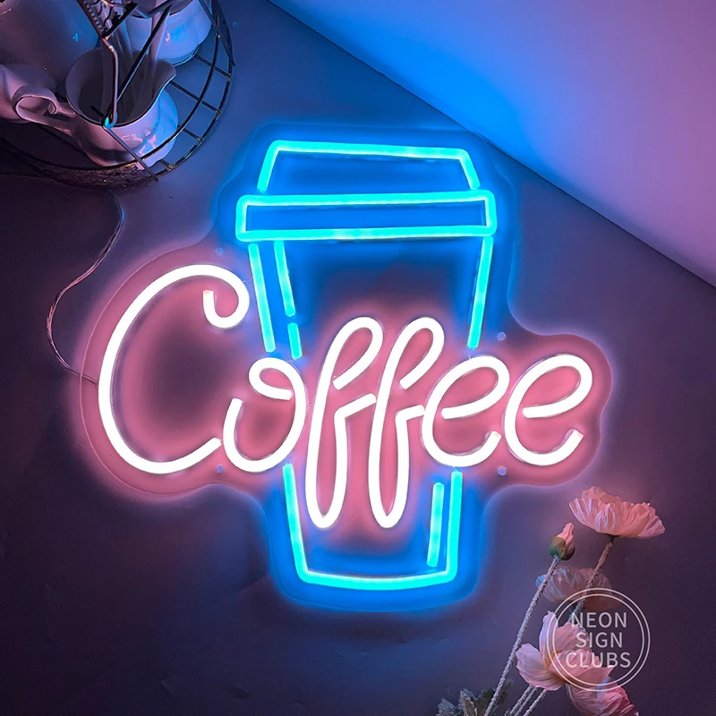 Coffee Neon Sign USB Neon Lights for Cafe Bar Resturant  Letter Neon Light Signs for Wall Decor Beer Pub Bedroom Birthday Party