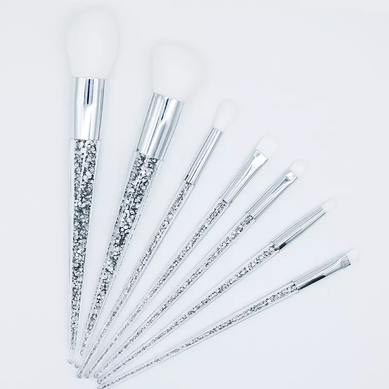 

NEW Sets Of Brush Makeup Brush Quicksand Silver Diamond Transparent Crystal Diamond Handle Fan Brush Makeup Tool