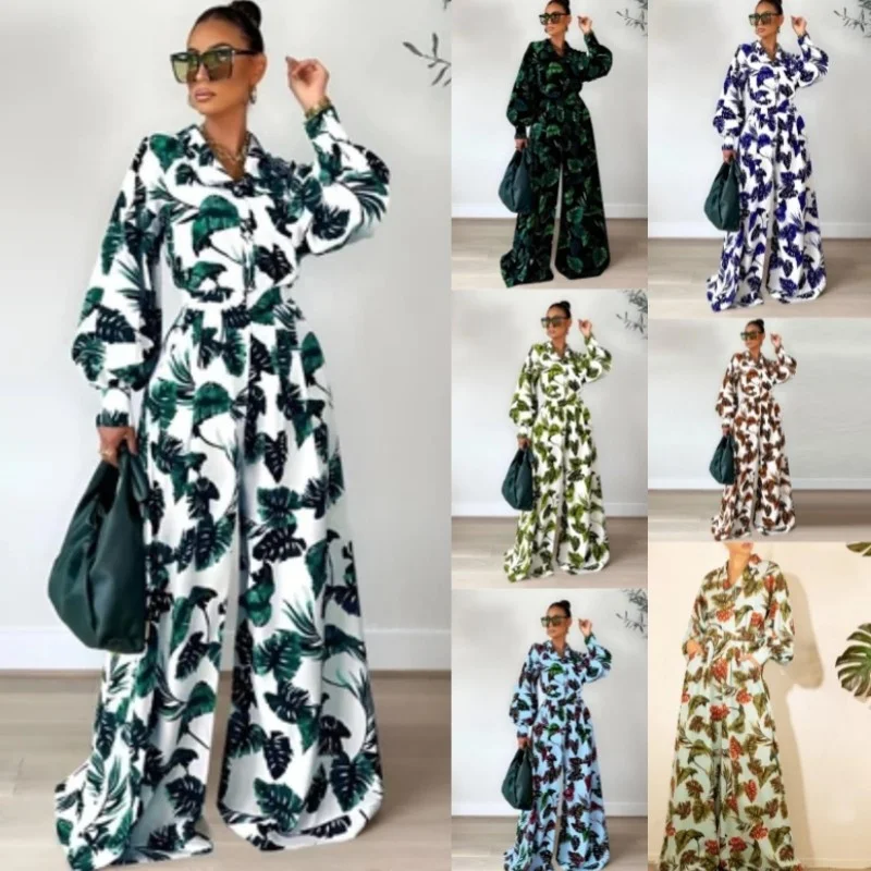 

Brand 2023 Summer Urban Style Women's Printed Polyester Long Sleeve Fashion Casual for women matching sets commuting elegance