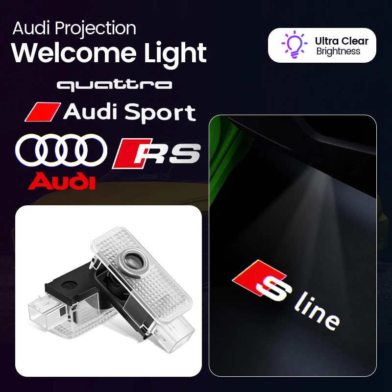 2 шт. приветственные огни двери автомобиля Audi Sport Logo Projector Ghost Shadow Lamp для Quattro Q2 Q3 Q5 Q7