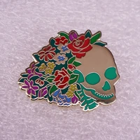flower and skull remix gothic punk art jewelry gift fashionable creative cartoon brooch lovely enamel badge clothing accessories