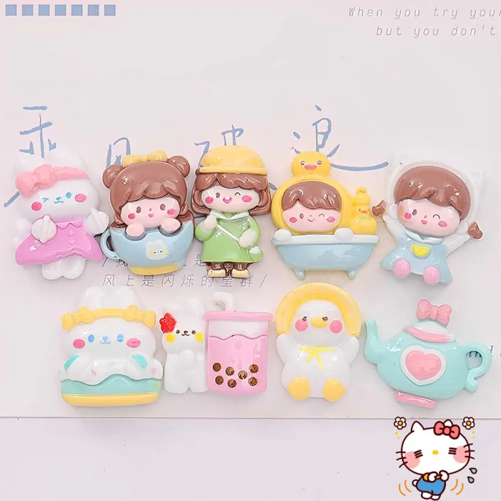 

New Cartoon Little Rabbit Milk Tea Cup Bathtub Little Girl Resin Accessories Diy Phone Case Hairpin Headrope Decorate Material