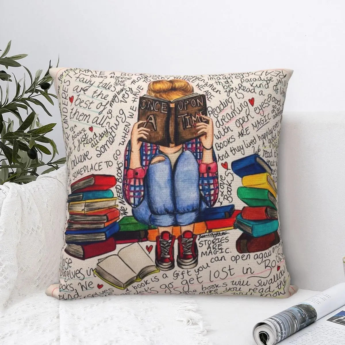 

Reading Is Dreaming With Open Eyes Square Pillowcase Cushion Cover Comfort Pillow Case Polyester Throw Pillow cover For Home