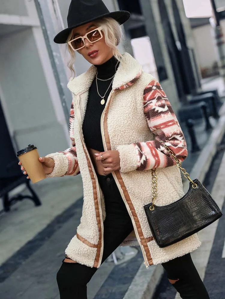 Women Plush Teddy Coat Fleece Long Coat Jacket 2022 Autumn Winter Faux Fur Coat Female Thick Warm Fluffy Jacket Women