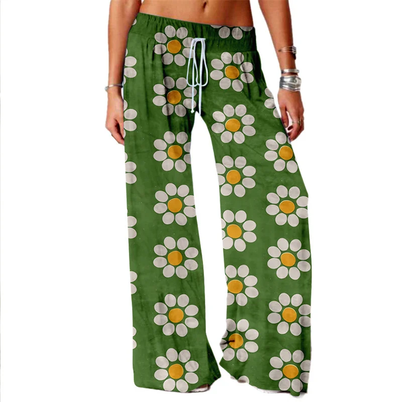 

Spring Summer Women Bottoms Print Sweatpants Wide Leg Pants Trousers Sexy High Waist New Fashion Casual Female Streetwear