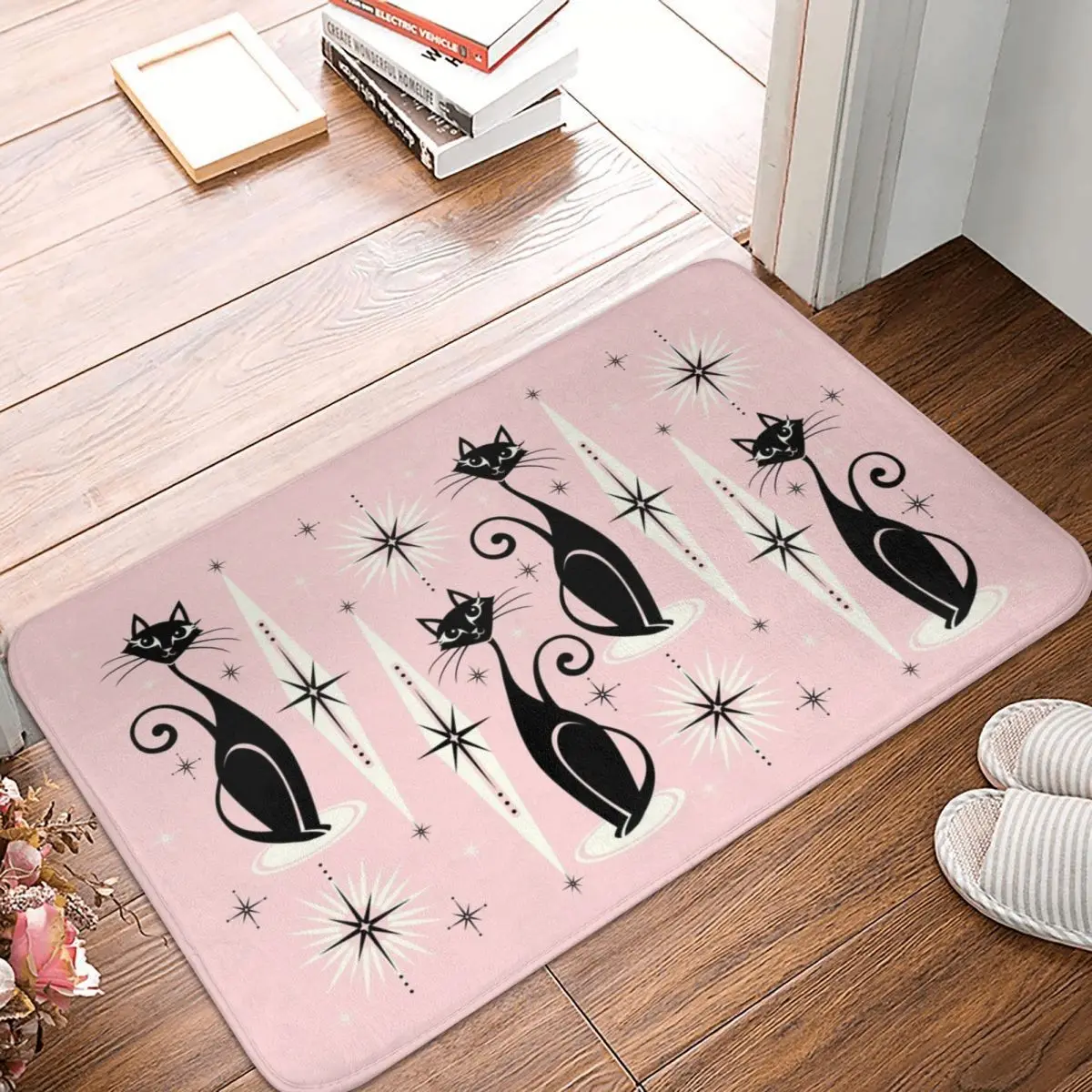 

Mid Century Meow Retro Atomic Cats Entrance Floor Carpet Doormat Rectangle Soft Bedroom Balcony Rug Door mat Anti-slip Area Rugs