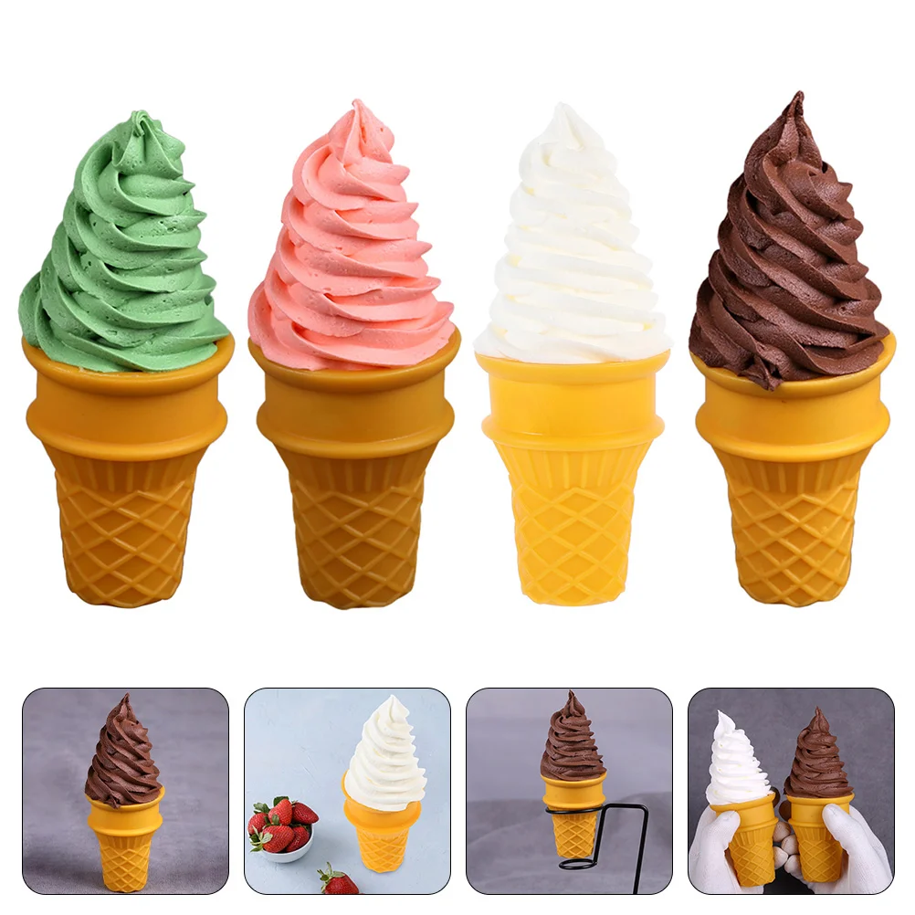 

Ice Creamplay Toy Dessert Model Fake Cone Party Pretend Favors Artificial Camping Set Toys Kitchen Faux Shop Display Props