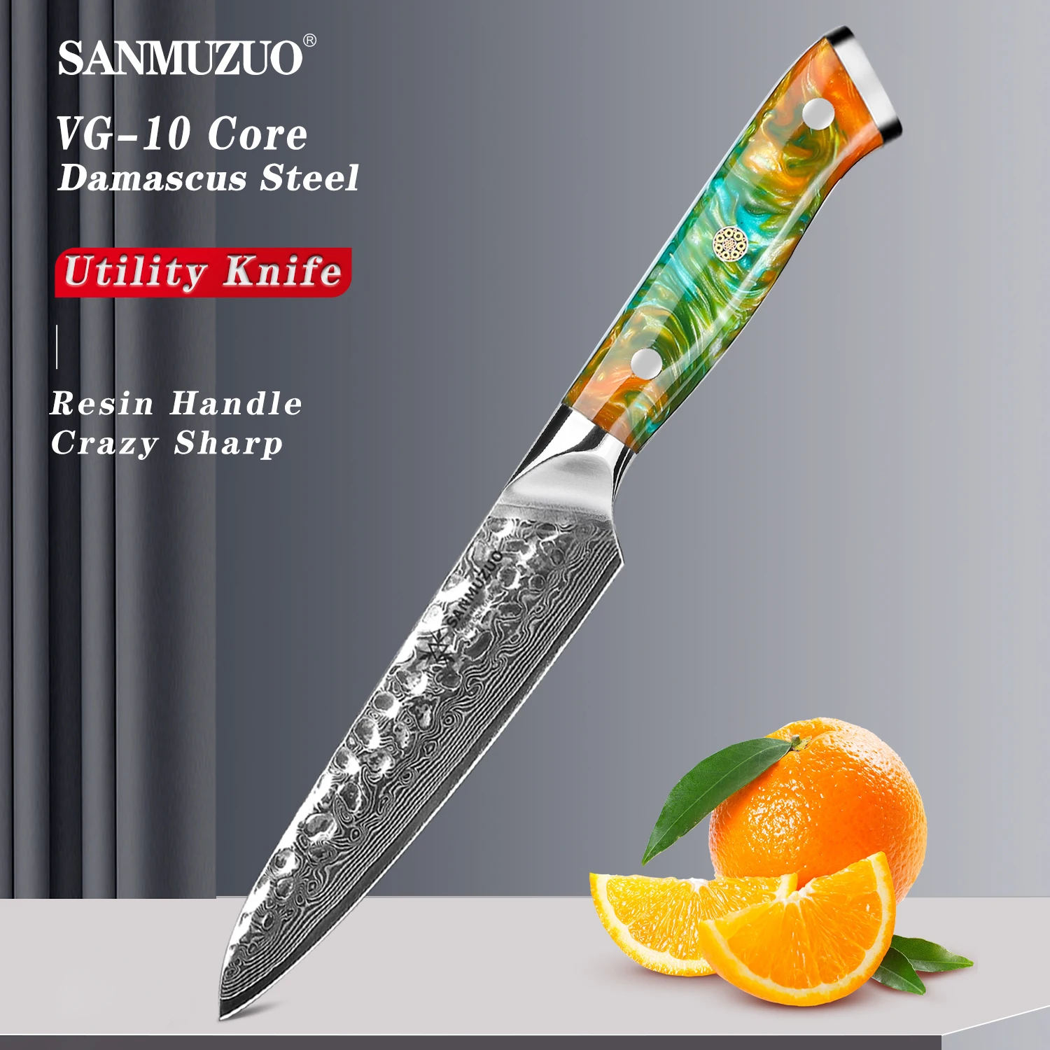 SANMUZUO 5-дюймовый универсальный нож — ножи для фруктов и овощей 67-слойная ручка из