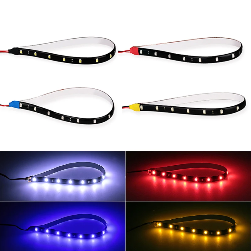 

1pc Car Ambient LED Light Strip Daytime Running Light Flexible Soft Tube Guide White Red Turn Signal Auto Decorative Light Bar