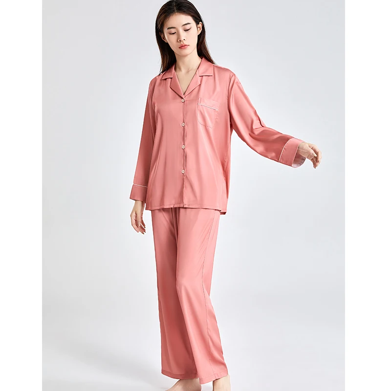 Satin Ice-Silk Pajamas Women Home Clothes White Pyjamas 2023 PJ Full Sleeve Sleepwear Women Nightwear Bedroom Pijamas Femme