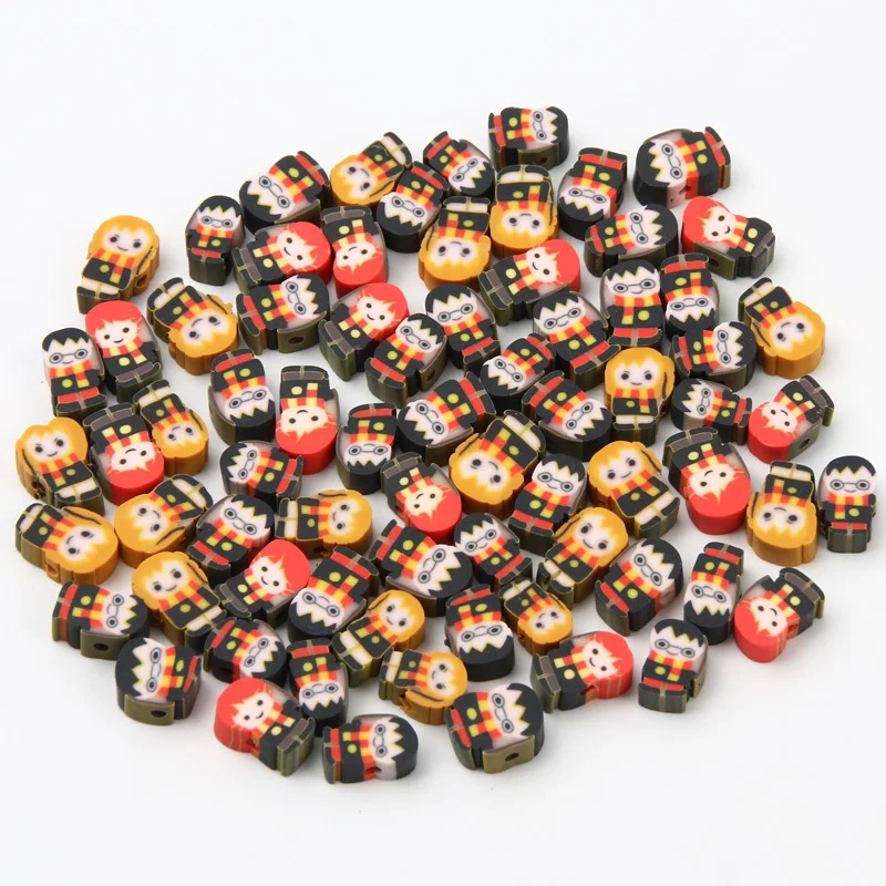 

20/50pcs Polymer Clay Spacer Beads Cartoon Character 11x7mm Colorful Beads For Jewelry Making DIY Jewelry Key Chain Accessories