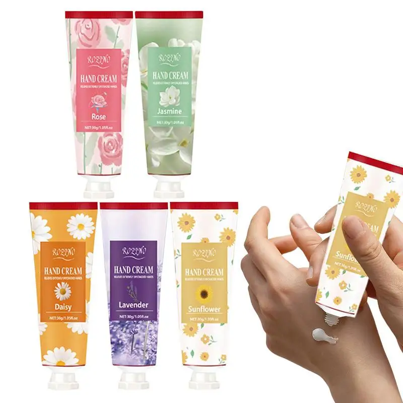 

5 Pcs Fragrant Hand Creams Set Moisturizing And Non Sticky Hand Creams Set Hydrating And Anti Crack Mini Hand Lotion Gift Set
