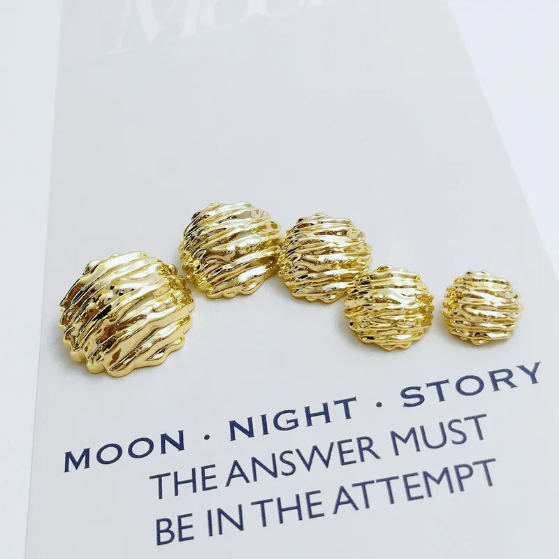 Круглые металлические пуговицы для женщин золотистые серебристые одежды курток