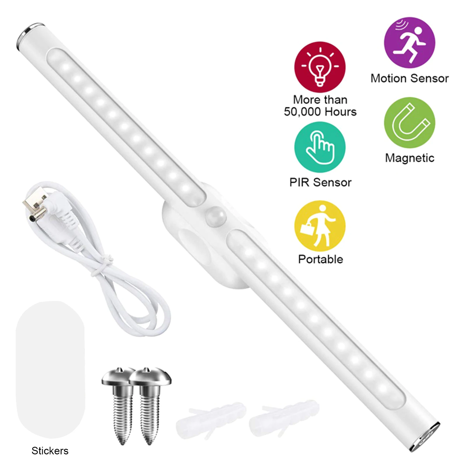 

USB-лампа для шкафа, Чувствительная Сенсорная лампа для шкафа с PIR-датчиком движения, перезаряжаемая индикаторная лампа для спальни, шкафа