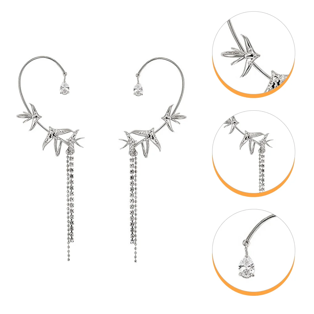 

1 Pair Tassels Cuffs Delicate Chic Tassels Clip Accessories Earrings Ornaments Decors Earring