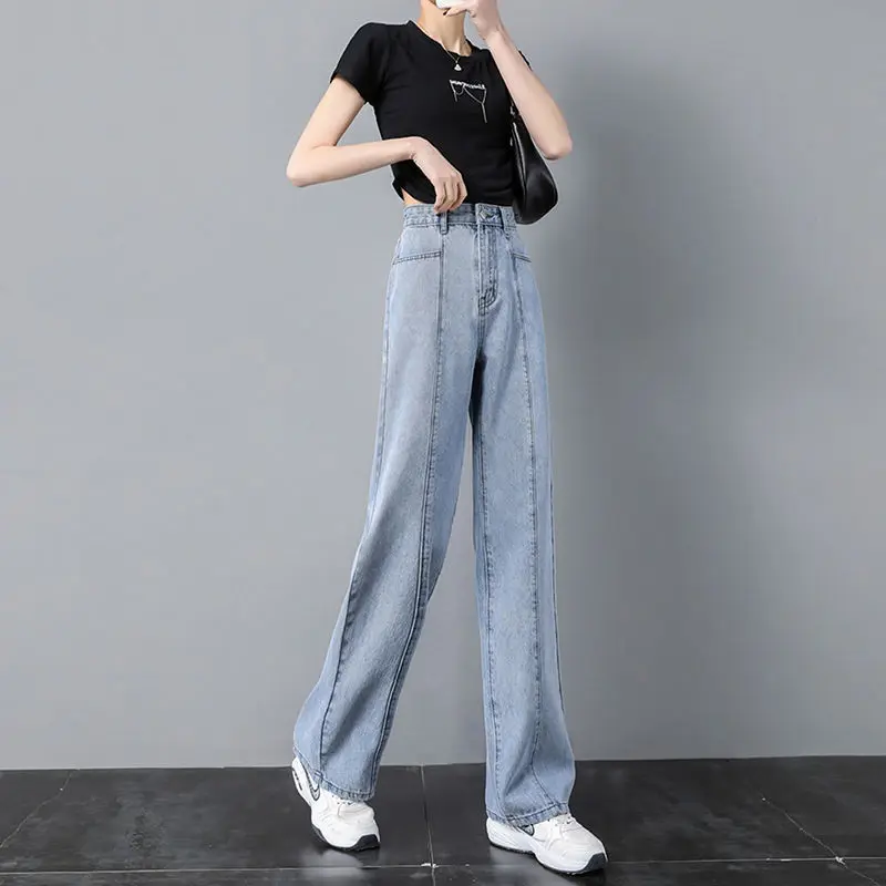 

Широкие Женские джинсы, женская одежда, весна 2023, женская уличная одежда в Корейском стиле Y2k, джинсы с завышенной талией, городская одежда
