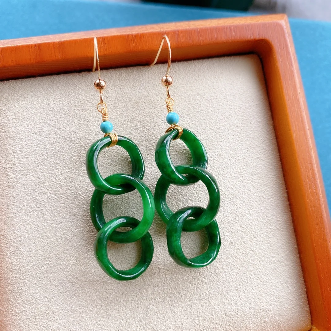 Natural Dry Sapphire Emerald Earrings Woman Ladies Jewelry Hook Style Interlocking Pendientes Mujer Oorbellen Voor Vrouwen
