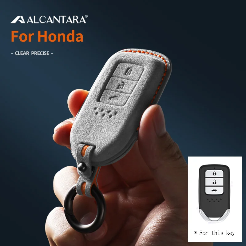 

Alcantara Car Key Case Cover Holder Key Shell Buckle For Honda CRV CR-V Fit Civic Accord HR-V HRV City Odyssey XR-V Keychain