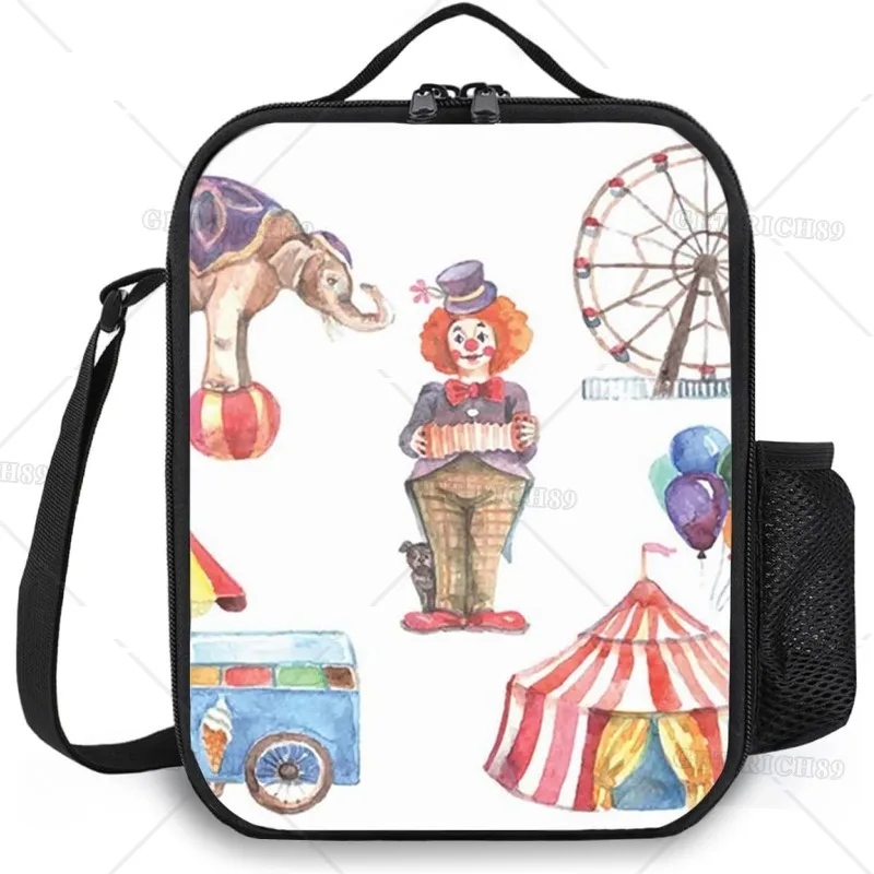 

Цирковая многоразовая изолированная сумка для ланча для мужчин и женщин, женский холодильник для мороженого, сумка-тоут с карманом для работы, пикника или путешествий