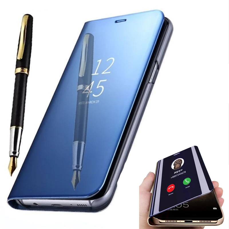 Умный зеркальный флип-чехол с подставкой для телефона Huawei P30 P40 Lite Pro Y7 Y6 Y9 Prime P Smart