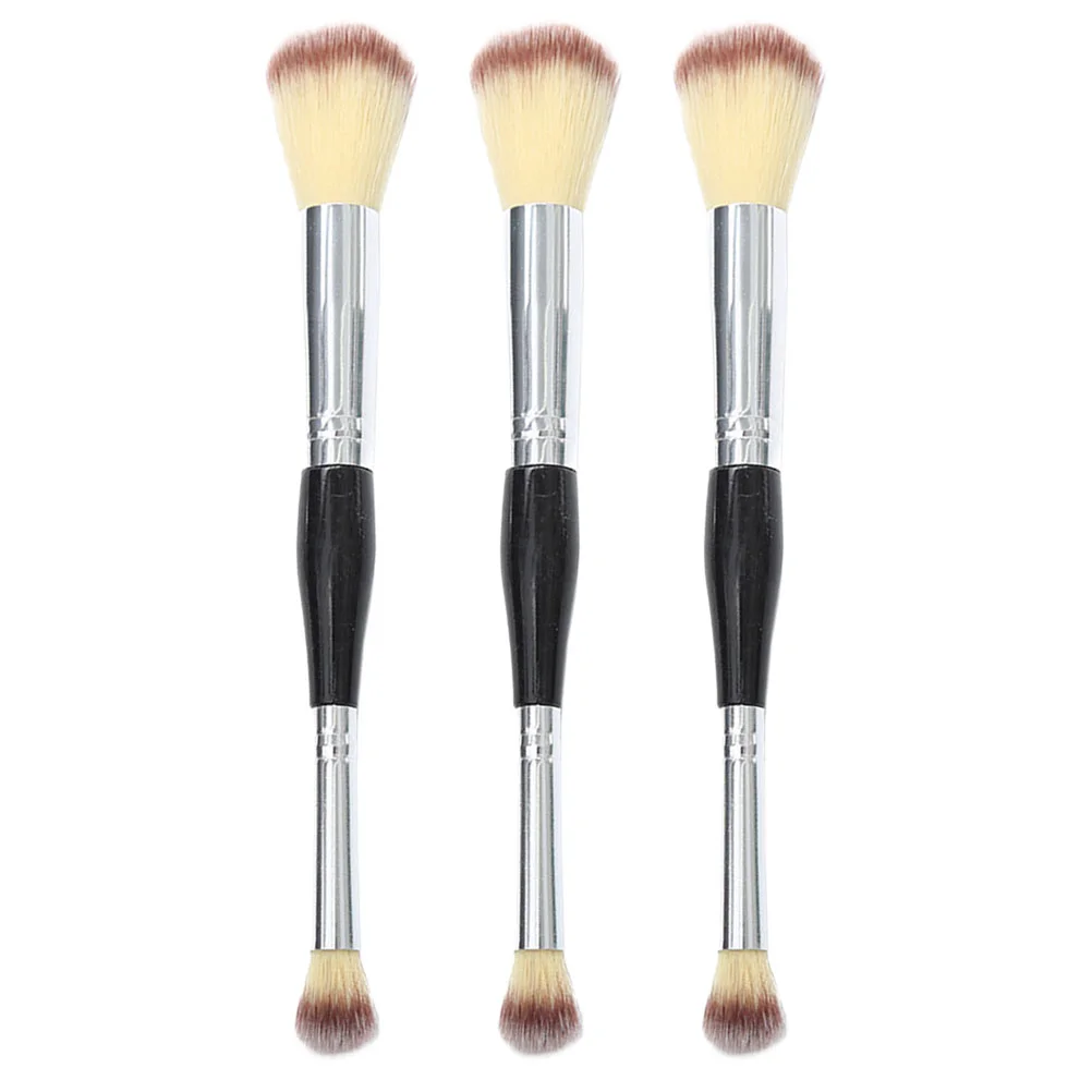 

3pcs Makeup Brush Double Ended Brushes Synthetic Fiber Cosmetic Brush Complexion Blush Brush