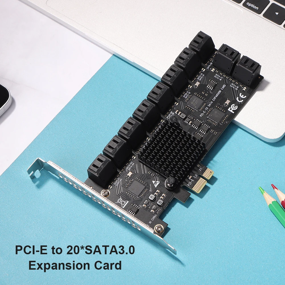 

SA3120J PCIE Adapter 20 Port 6Gbps PCI-Express X1 to SATA 3.0 Controller Cards Riser Expansion Card Controller