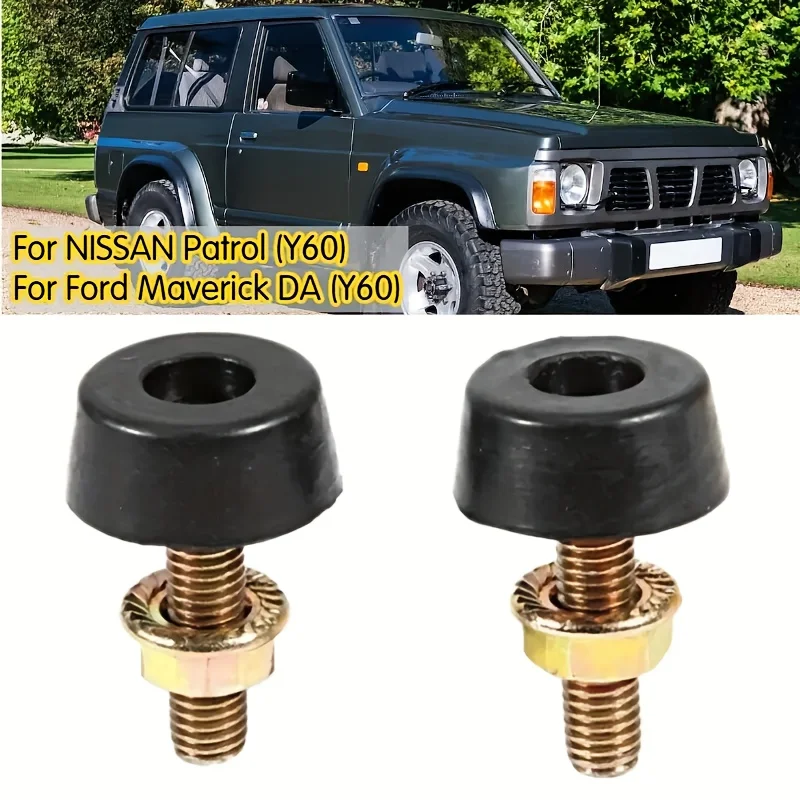 Фото Комплект из 2-х резиновых буферов-ограничителей капота OEM 62840-H8500 для Nissan GQ Y60, Ford Maverick DA, опорные подушки капота, запчасти №1