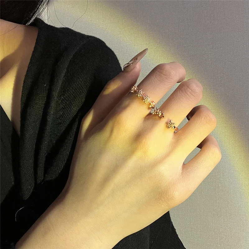 Японское и женское изысканное открытое регулируемое кольцо со звездой