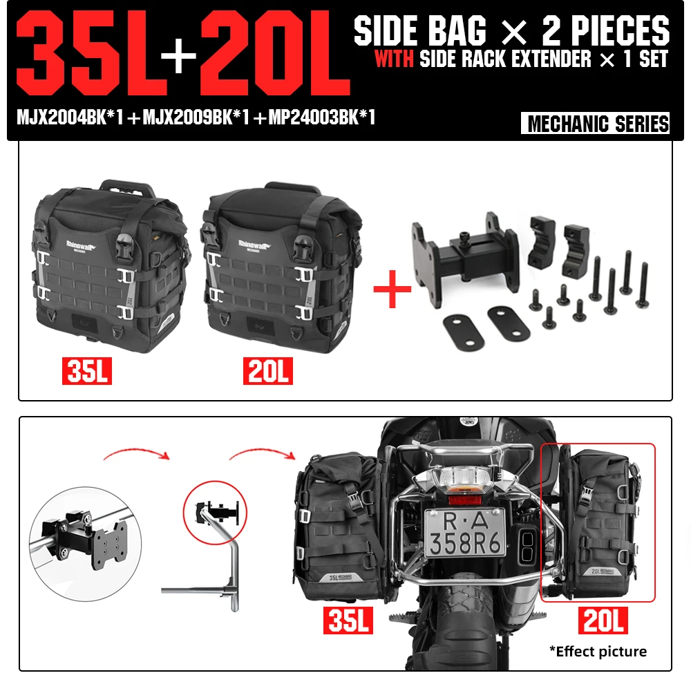 

Боковая сумка для мотоцикла Rhinowalk, водонепроницаемая, 35 л, 20 л, быстросъемная сумка для велосипедного седла, дорожная сумка для хранения багажа для BMW KTM