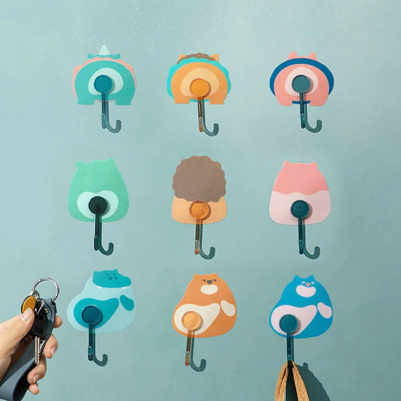 

Cute Wall Hook Key Holder Coat Kitchen Towel Hanging Holder Bathroom Organizer Punch-Free Wall Decor Home Accessories