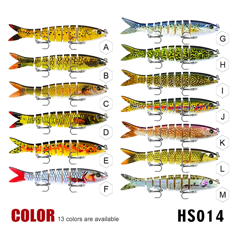 

1pcs Multi Jointed Fishing Lure 16 Colors 8 Segments Swimbait 13.5cm 19g Lifelike Joint Bait Wobblers 6# Treble Hook hs014