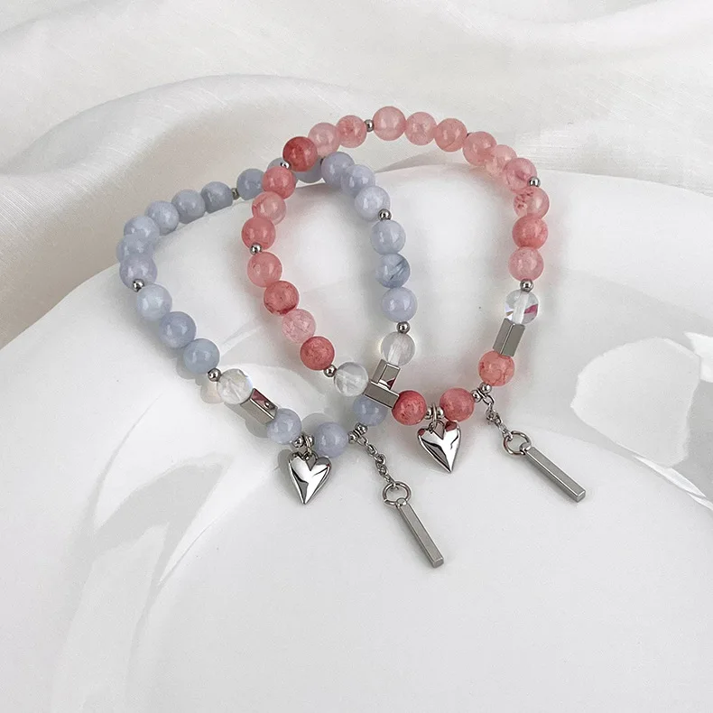 

Korean Colorful Acrylic Beads Heart Tassel Earrings For Women Fashion Jewelry Sweet Charm Bracelet Gifts