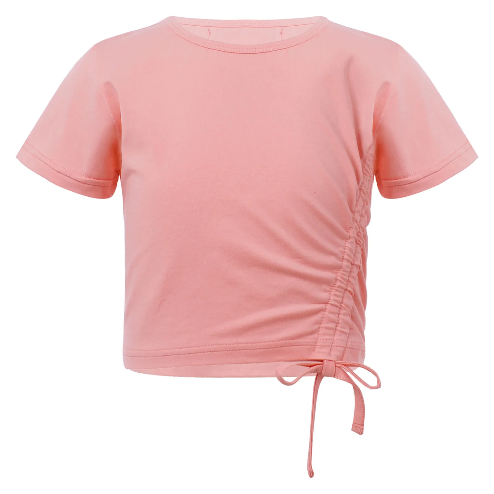 

Cute Girls Kids Casual Sports Dance Top T-shirt Cotton Round Neck Short Sleeve Breathable T-shirt Tops Ballroom Dance Wear