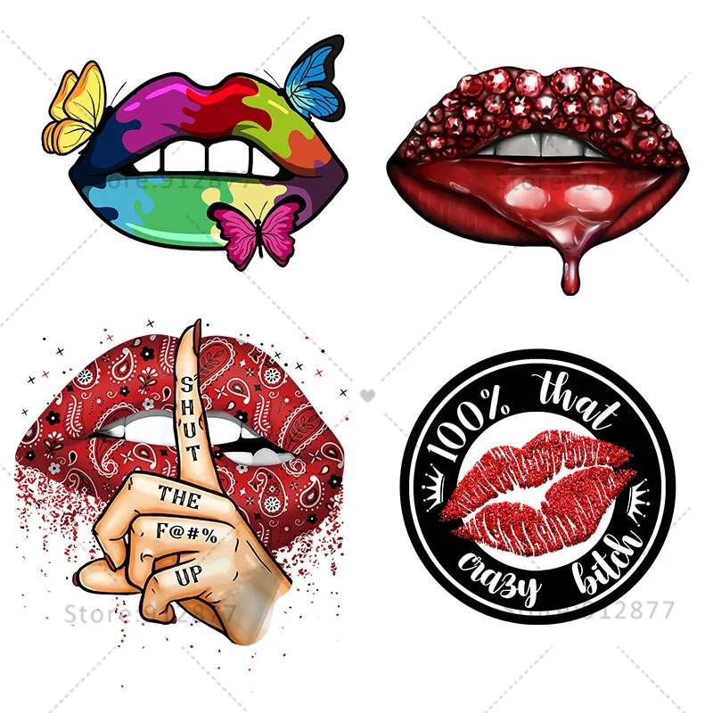 

Sexy Red Lips Butterfly Leopard Hot Fashion DIY Ready to Press Transfers Custom Ready to press DTF Transfers Heat Transfers