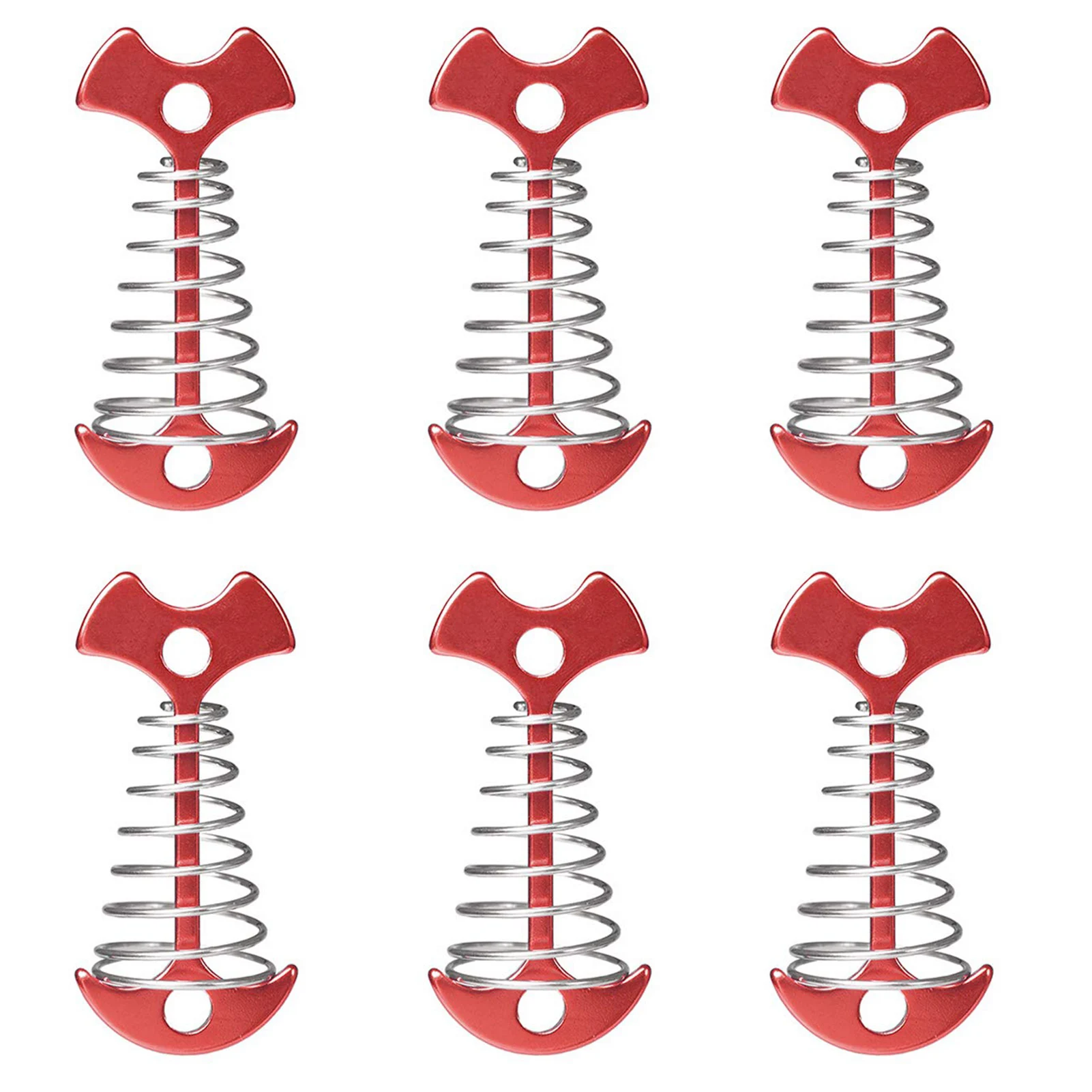 

6pcs Adjustable Fishbone Deck Anchor Pegs Aluminium Alloy Tent Rope Tensioners Durable Stainless Steel Tent Stakes For Outdoor