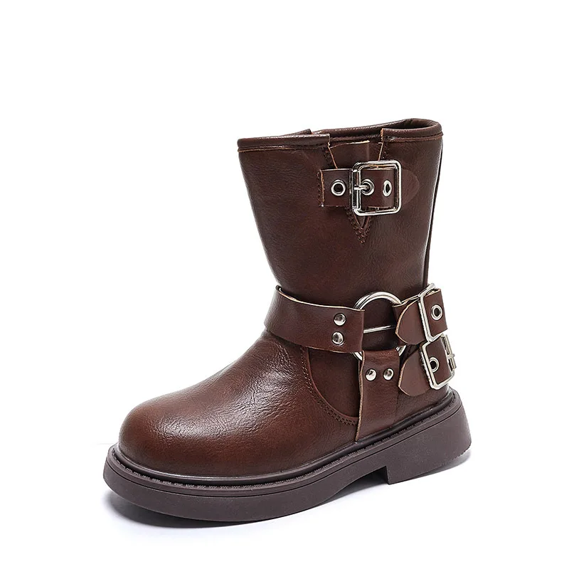 

Осенне-зимние детские ботинки средней длины на молнии с сетчатой подкладкой, модные кожаные ботильоны для мальчиков и девочек с мягкой подошвой