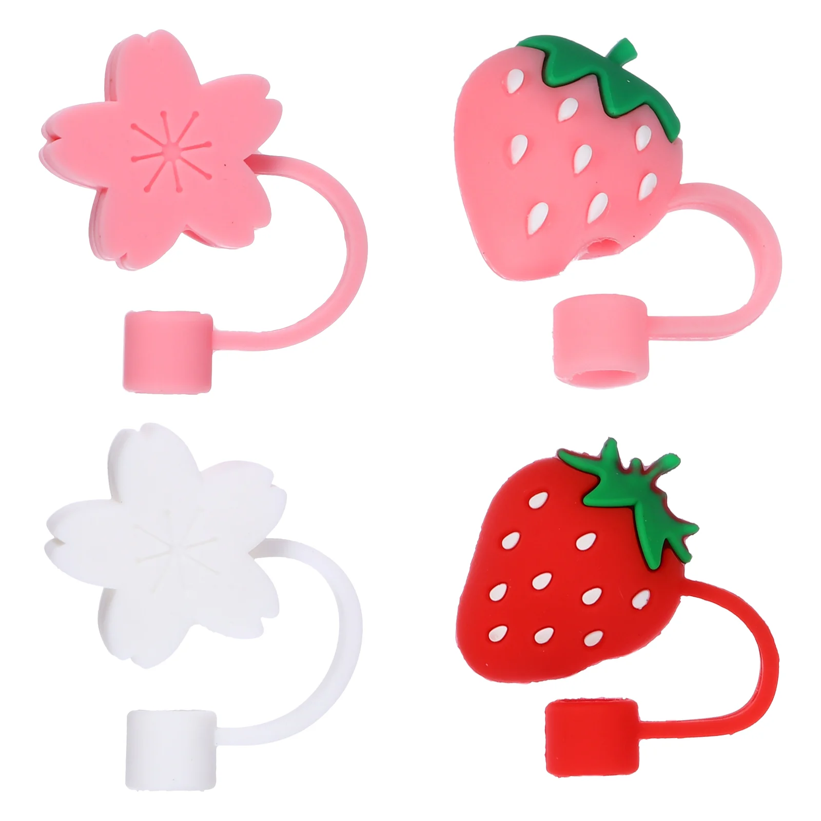 

Straw Tips Drinking Cap Cover Plugs Silicone Reusablecute Caps Strawberry Accessories Cup Anti Funny Plug Lids Proof S