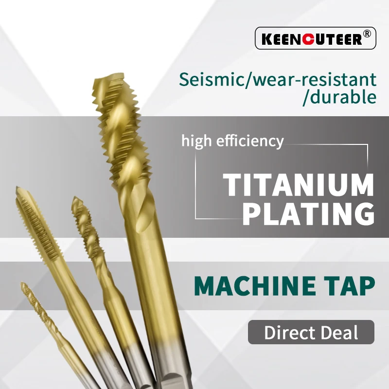 

Metric Titanium Plated HSS Spiral Point Tap Spiral Flute Tap M2 M2.5 M3 M4 M5 M6 M7 M8 M10 M12 Machine Plug Tap Screw Thread