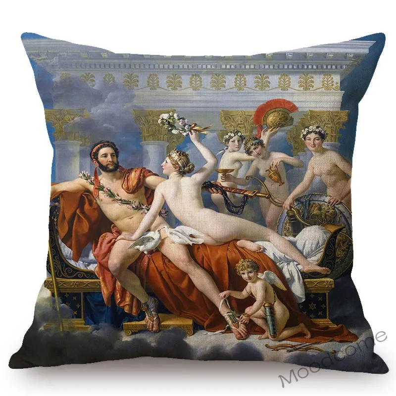 Jacques David Famous Oil Painting Beautiful Lady Girl Fairy Tale Hirstorical Greek Myth Scenic Art Pillow Cover Cushion Cover