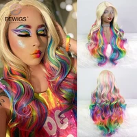 Red Blue Green Synthetic L-part Wigs High Temperature Fiber Long Loose Wave Drag Queen Blonde Cosplay Wigs For Black Women