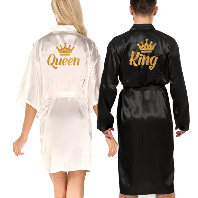

Свадебный халат qun king, мужской халат, атласное кимоно для пары, подарок на день Святого Валентина, годовщину, свадебный аксессуар, 2023