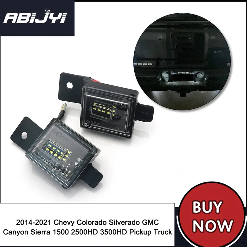 

LED License Plate Lights For 2014-2021 Chevy Colorado Silverado GMC Canyon Sierra 1500 2500HD 3500HD Pickup Truck
