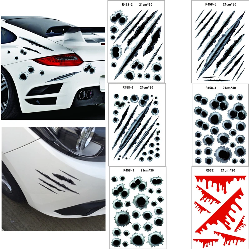 

Car Sticker Cracking Simulation Bullet Hole Scratch Car Sticker Waterproof Stickers For Wall On The Funny Hot Sale