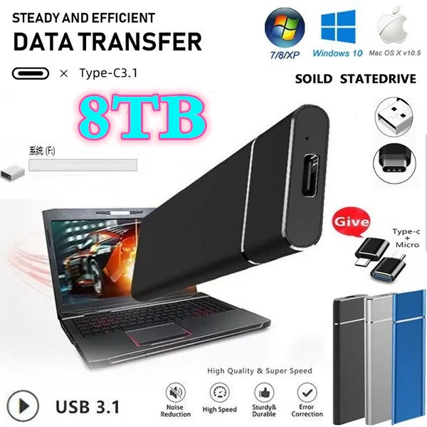

Usb-3.1 Super Large Capacity External Hard Disk Drive 2.5 Inch SSD Computer Accessories SATA Hard Disk Storage Device 8TB / 6TB