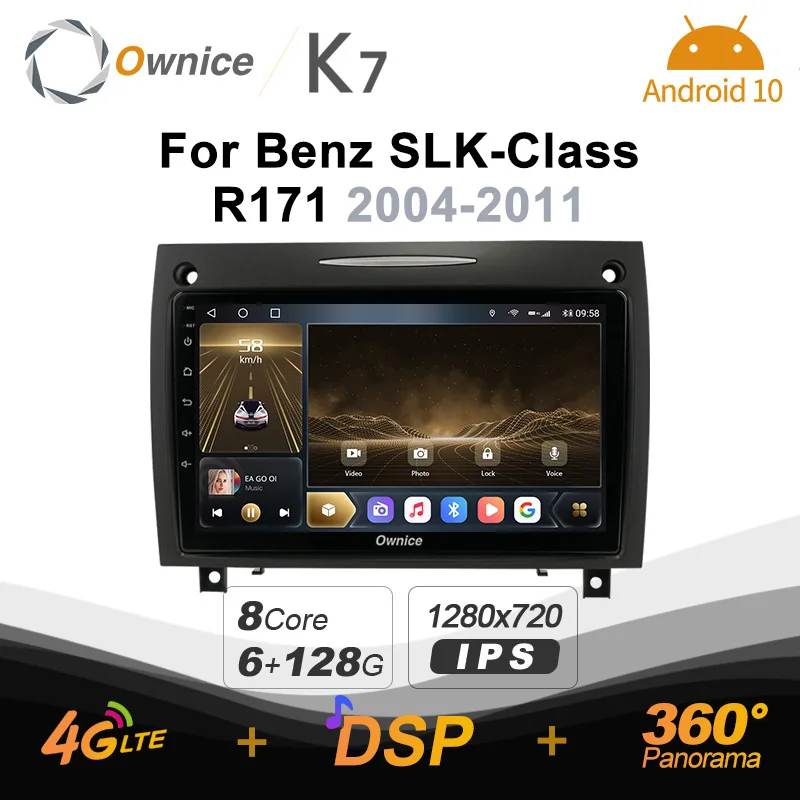 

Автомобильное радио K7 Ownice 6G 128G Android 10,0 для Mercedes-Benz SLK-Class SLK Class R171 2004-2011, автомобильное аудио 360, оптическое звено, Wi-Fi